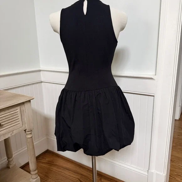 MNG Black Sleeveless Bubble Hem Dress Women's Size S EUR 4 - Picture 5 of 7